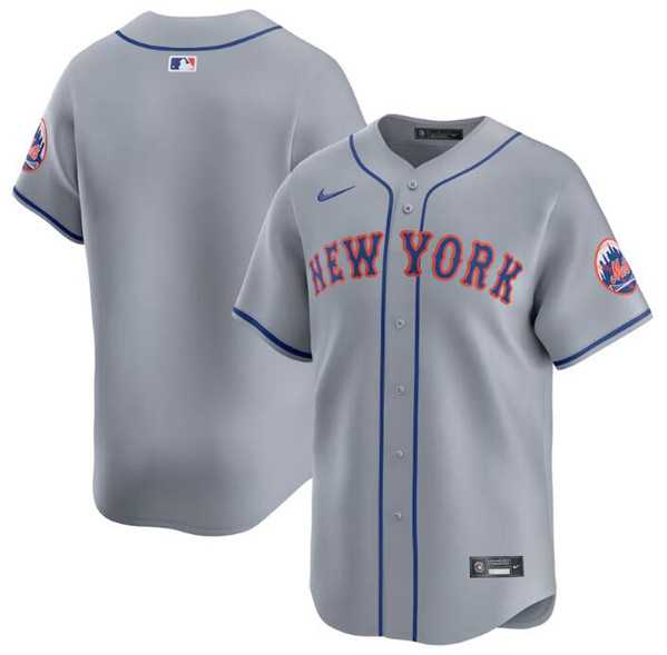 Mens New York Mets Blank 2024 Gray Away Limited Stitched Baseball Jersey Dzhi->new york mets->MLB Jersey